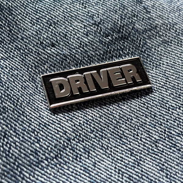 Driver Silver Black Pin Badge - PATCHERS Pin Badge