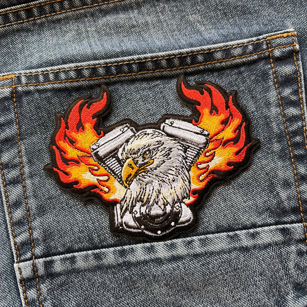 Eagle Engine Flames Patch - PATCHERS Iron on Patch