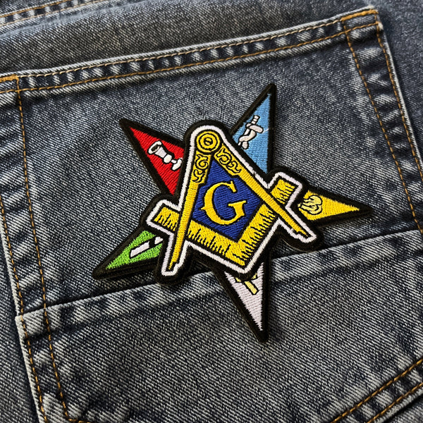 Eastern Star with Free Mason Symbol Patch - PATCHERS Iron on Patch