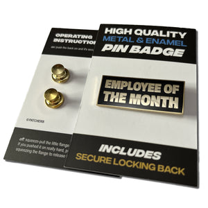 Employee of the Month Gold Black Pin Badge - PATCHERS Pin Badge