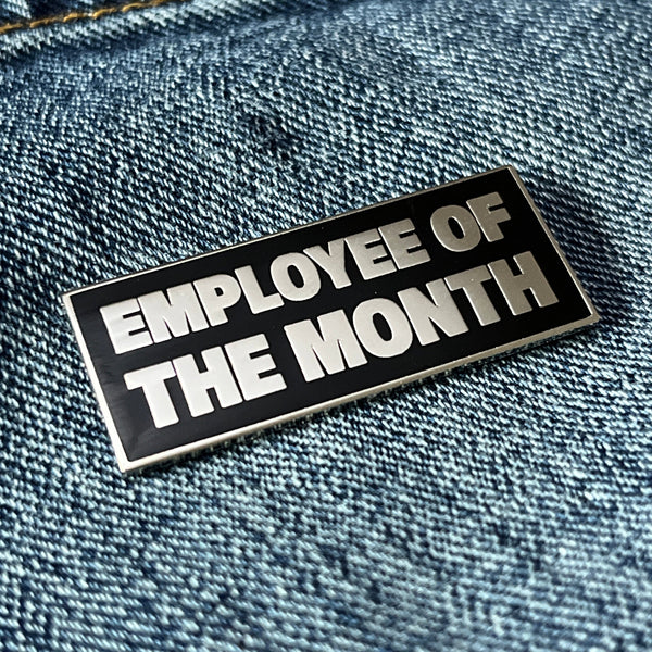 Employee of the Month Silver Black Pin Badge - PATCHERS Pin Badge