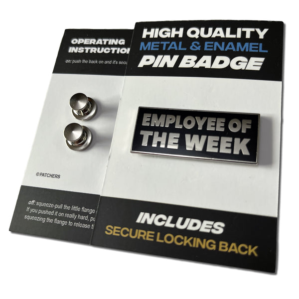 Employee of the Week Silver Black Pin Badge - PATCHERS Pin Badge