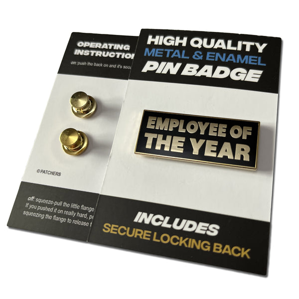 Employee of the Year Gold Black Pin Badge - PATCHERS Pin Badge