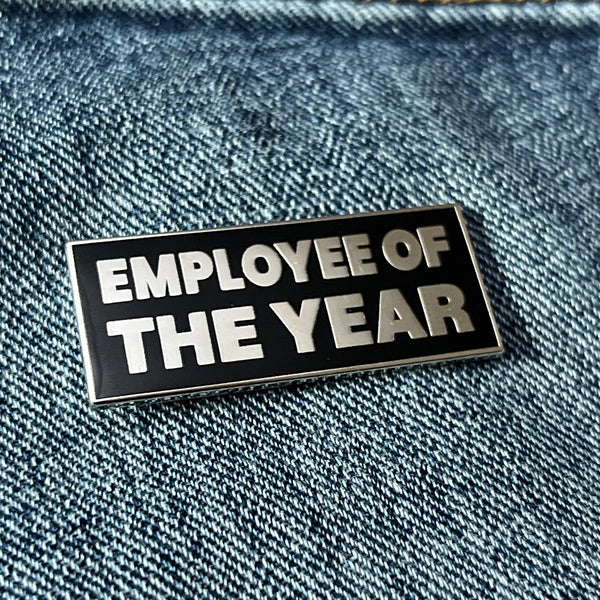 Employee of the Year Silver Black Pin Badge - PATCHERS Pin Badge