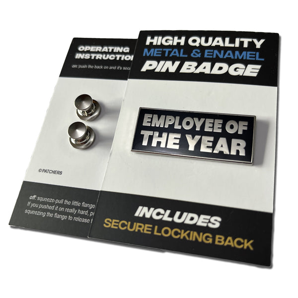 Employee of the Year Silver Black Pin Badge - PATCHERS Pin Badge