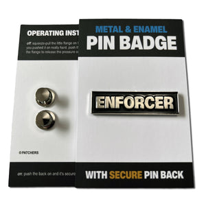 Enforcer Silver Black Pin Badge - PATCHERS Pin Badge