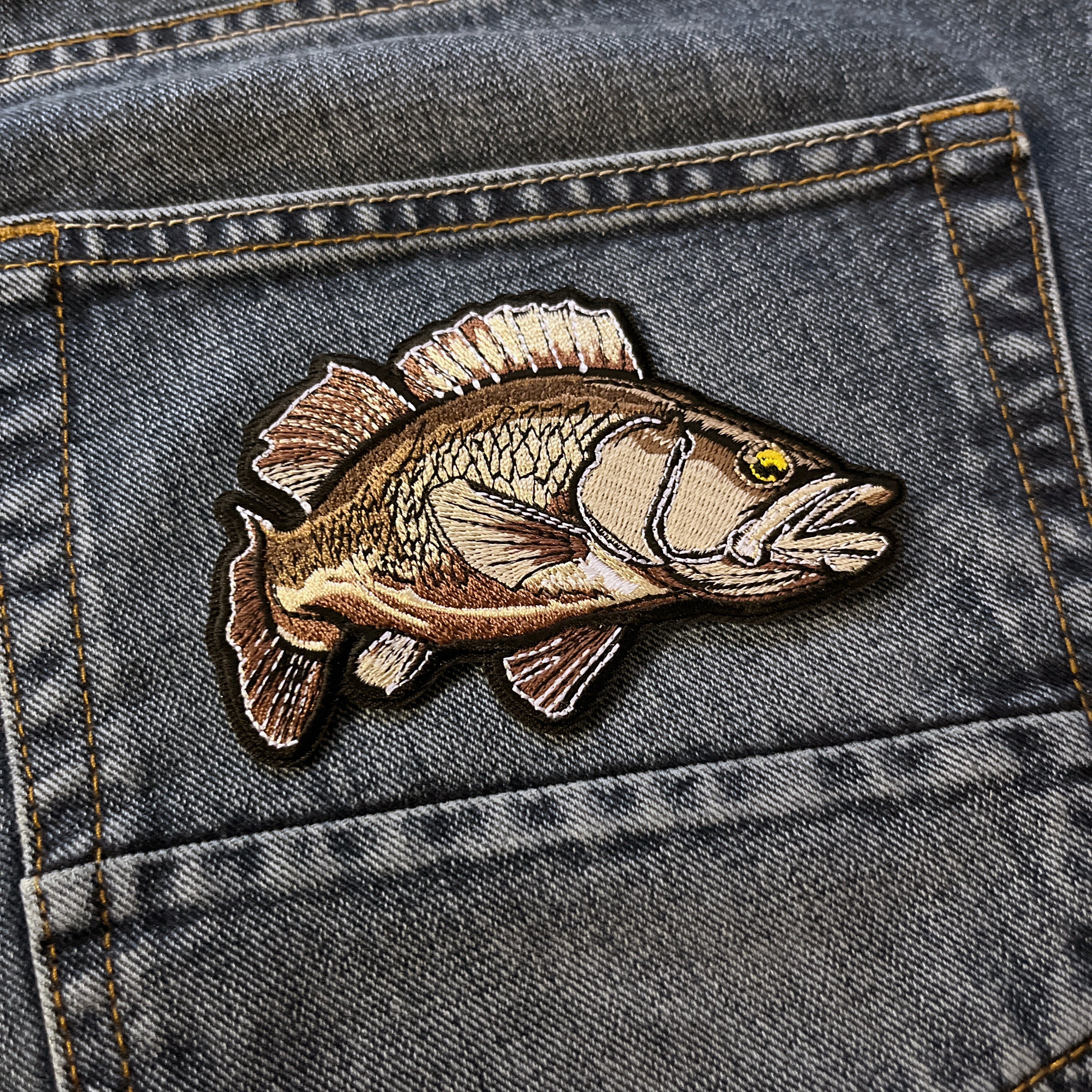Embroidered Fish Black Brown Cream Iron on Sew on Patch – PATCHERS