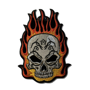 Flaming Skull Patch - PATCHERS Iron on Patch