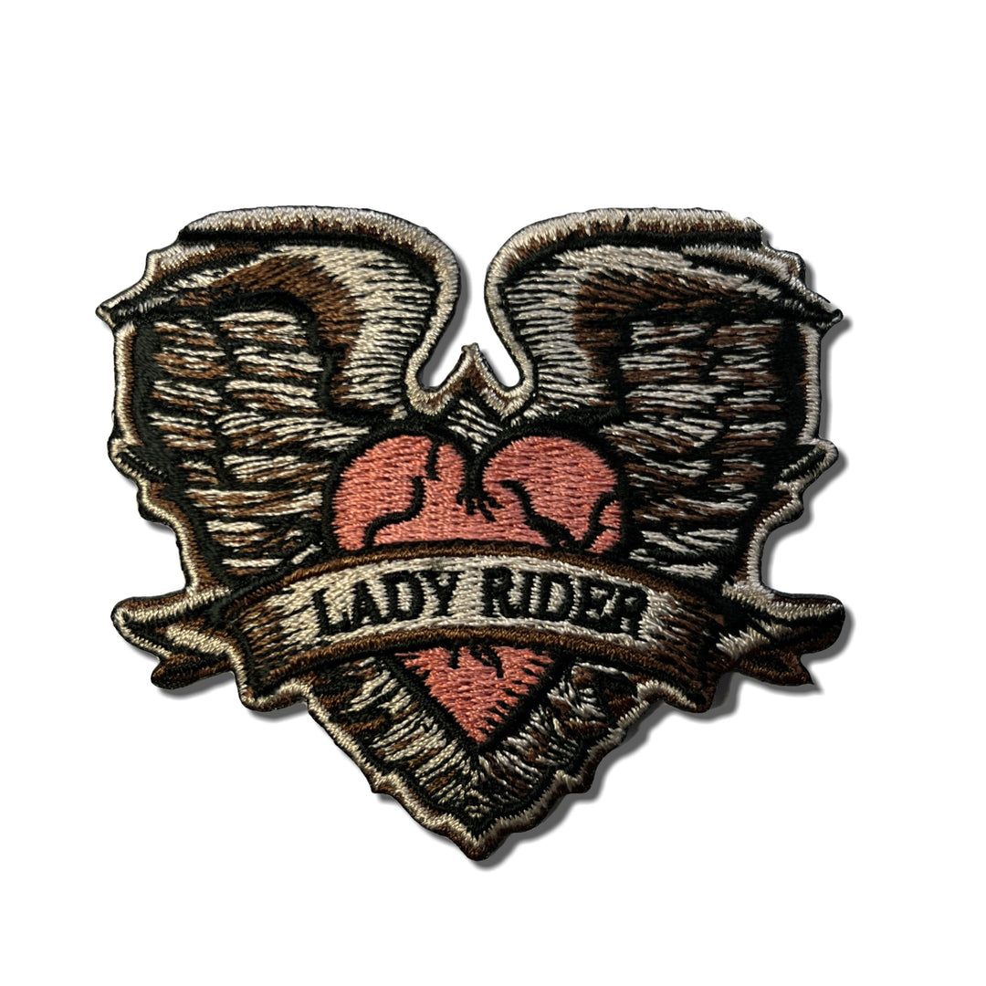 Embroidered Gothic Heart & Wings Lady Rider Iron on Sew on Patch – PATCHERS