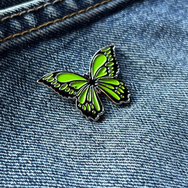 Green Butterfly Pin Badge - PATCHERS Pin Badge