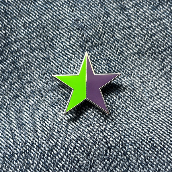 Green & Purple Star Pin Badge - PATCHERS Pin Badge