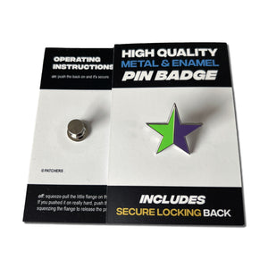 Green & Purple Star Pin Badge - PATCHERS Pin Badge
