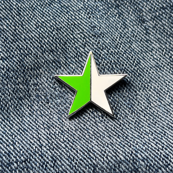 Green & White Star Pin Badge - PATCHERS Pin Badge