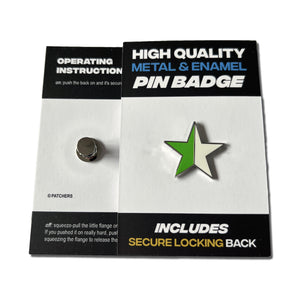 Green & White Star Pin Badge - PATCHERS Pin Badge