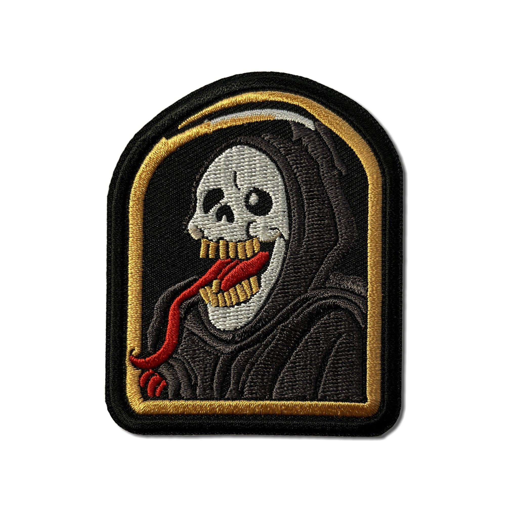 Embroidered Grim Reaper Tongue Iron on Sew on Patch – PATCHERS