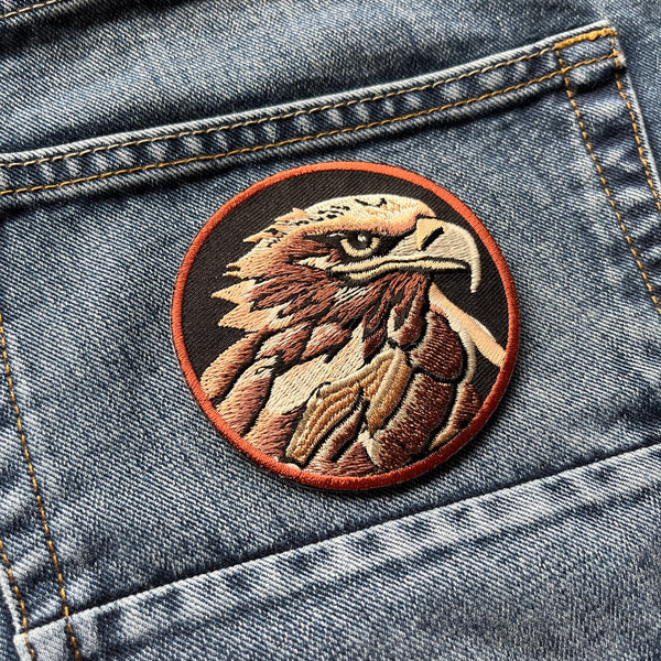Hawk Head Round Patch - PATCHERS Iron on Patch