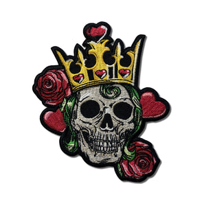 Hearts Queen Skull Roses Patch - PATCHERS Iron on Patch