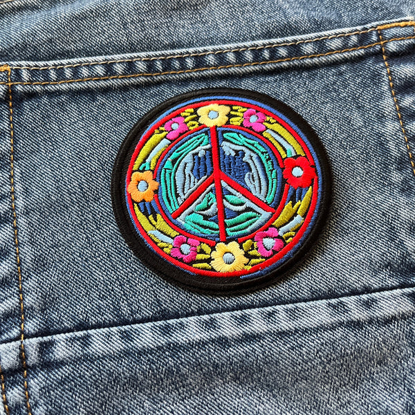 Hippie Daisies Peace Patch - PATCHERS Iron on Patch