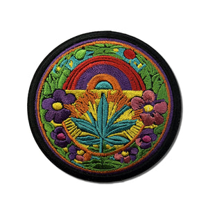 Hippie Flowers Pot Leaf Patch - PATCHERS Iron on Patch