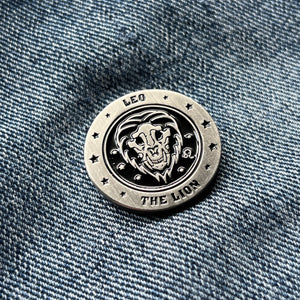 Leo Skull Zodiac Sign Pin Badge - PATCHERS Pin Badge