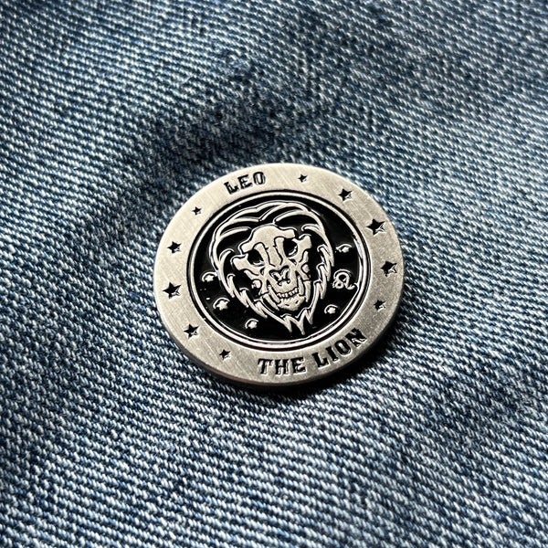 Leo Skull Zodiac Sign Pin Badge - PATCHERS Pin Badge