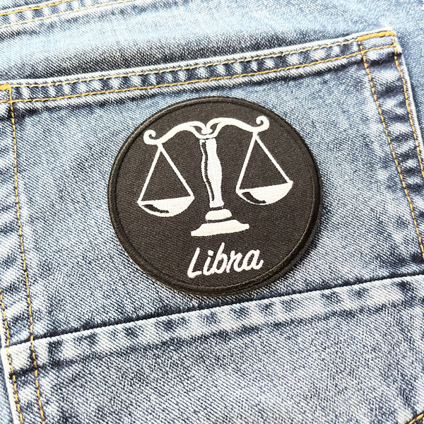 Libra Zodiac Round Patch - PATCHERS Iron on Patch