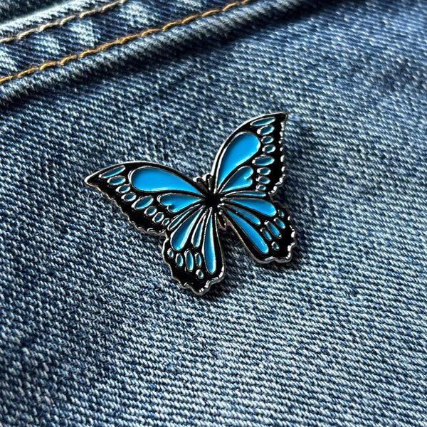 Light Blue Butterfly Pin Badge - PATCHERS Pin Badge