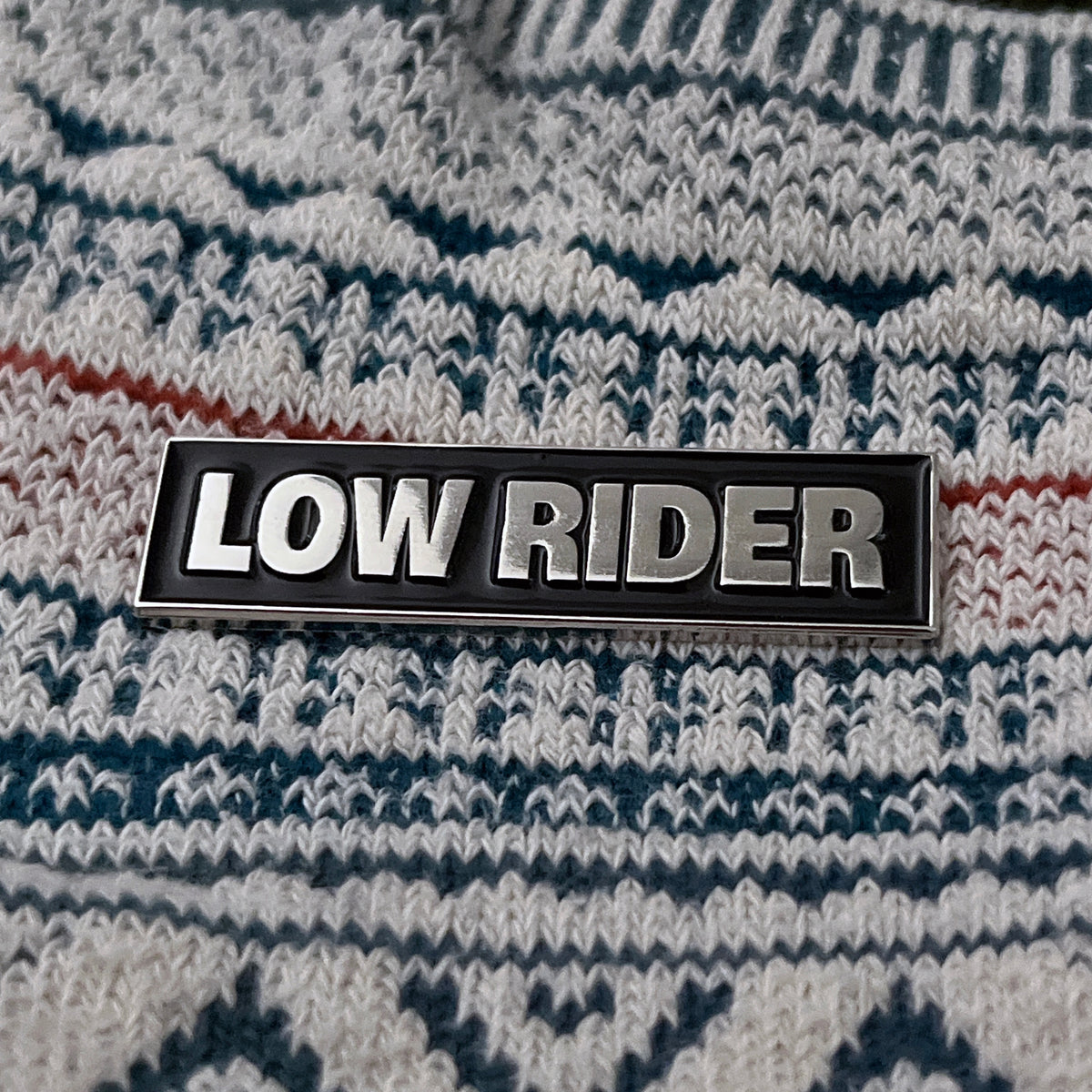 Metal & Black Enamel Low Rider Pin Badge with Secure Locking Backs ...