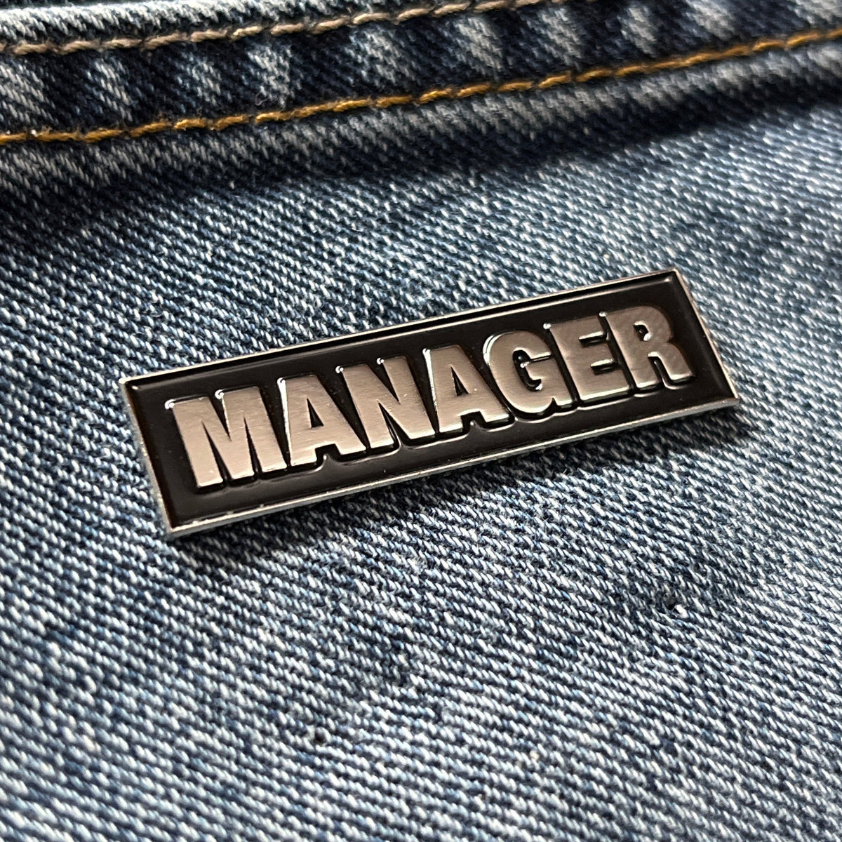 Metal & Enamel Manager Pin Badge with Secure Locking Backs – PATCHERS
