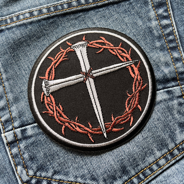 Nail Cross with Thorns Christian Patch - PATCHERS Iron on Patch