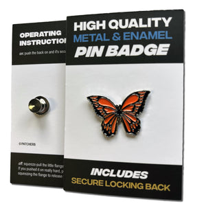 Orange Butterfly Pin Badge - PATCHERS Pin Badge