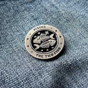 Pisces Skull Zodiac Sign Pin Badge - PATCHERS Pin Badge