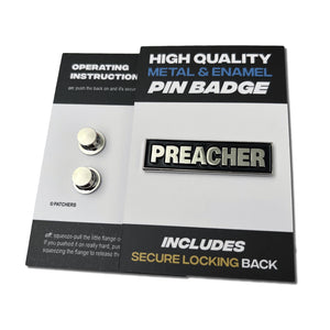Preacher Silver Black Pin Badge - PATCHERS Pin Badge