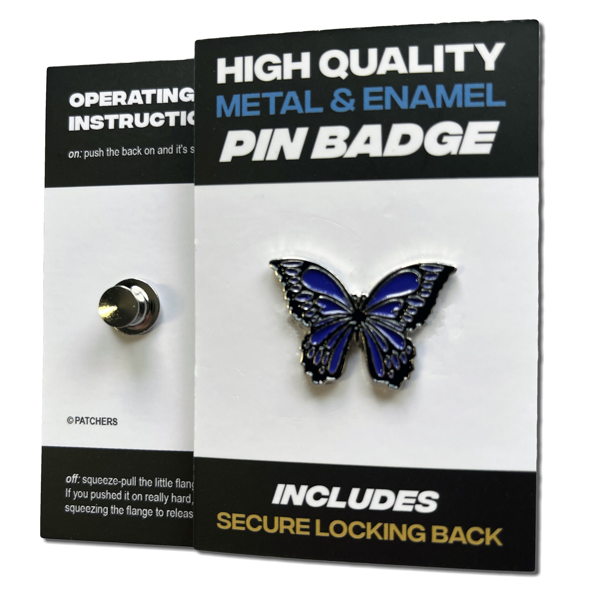 Metal & Enamel Purple Butterfly Pin Badge with Secure Locking Back ...