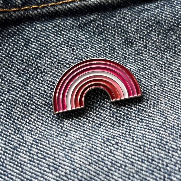 Rainbow in Lipstick Lesbian Flag Colours Pin Badge - PATCHERS Pin Badge