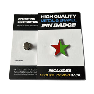 Red & Green Star Pin Badge - PATCHERS Pin Badge