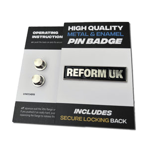 Reform UK Silver Black Pin Badge - PATCHERS Pin Badge