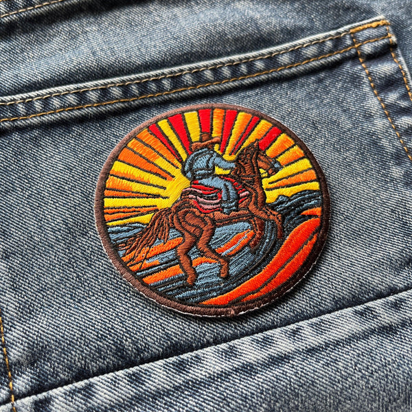 Riding Into The Sunset Cowboy Horse Patch - PATCHERS Iron on Patch