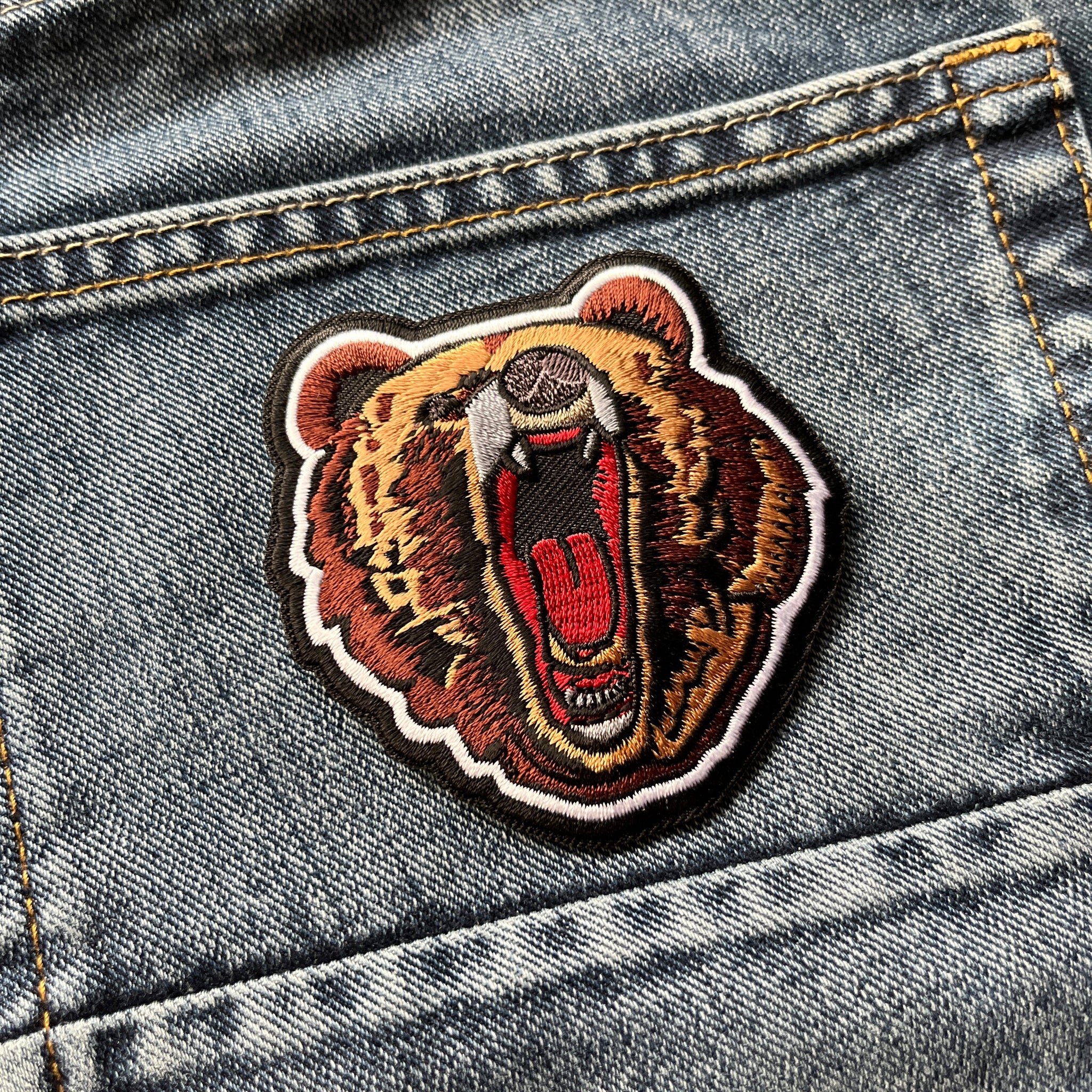 Embroidered Roaring Bear Iron on Sew on Patch – PATCHERS