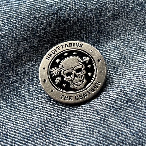 Sagittarius Skull Zodiac Sign Pin Badge - PATCHERS Pin Badge