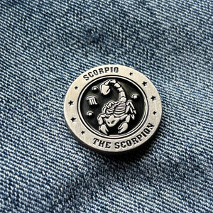 Scorpio Skull Zodiac Sign Pin Badge - PATCHERS Pin Badge