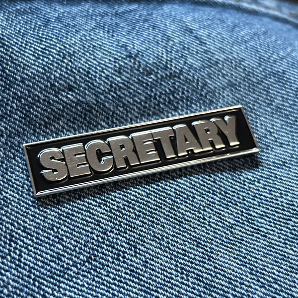 Secretary Silver Black Pin Badge - PATCHERS Pin Badge