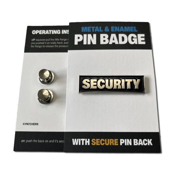 Security Silver Black Pin Badge - PATCHERS Pin Badge