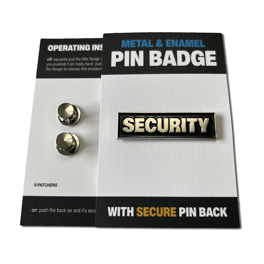 Security Pin Sign Metal & Enamel Security Pin Badge with Secure Locking Backs – PATCHERS