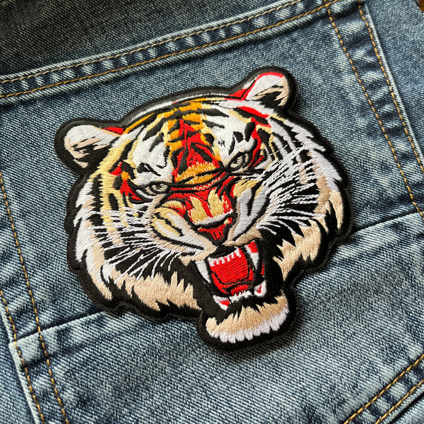 Snarling Tiger Head Patch - PATCHERS Iron on Patch