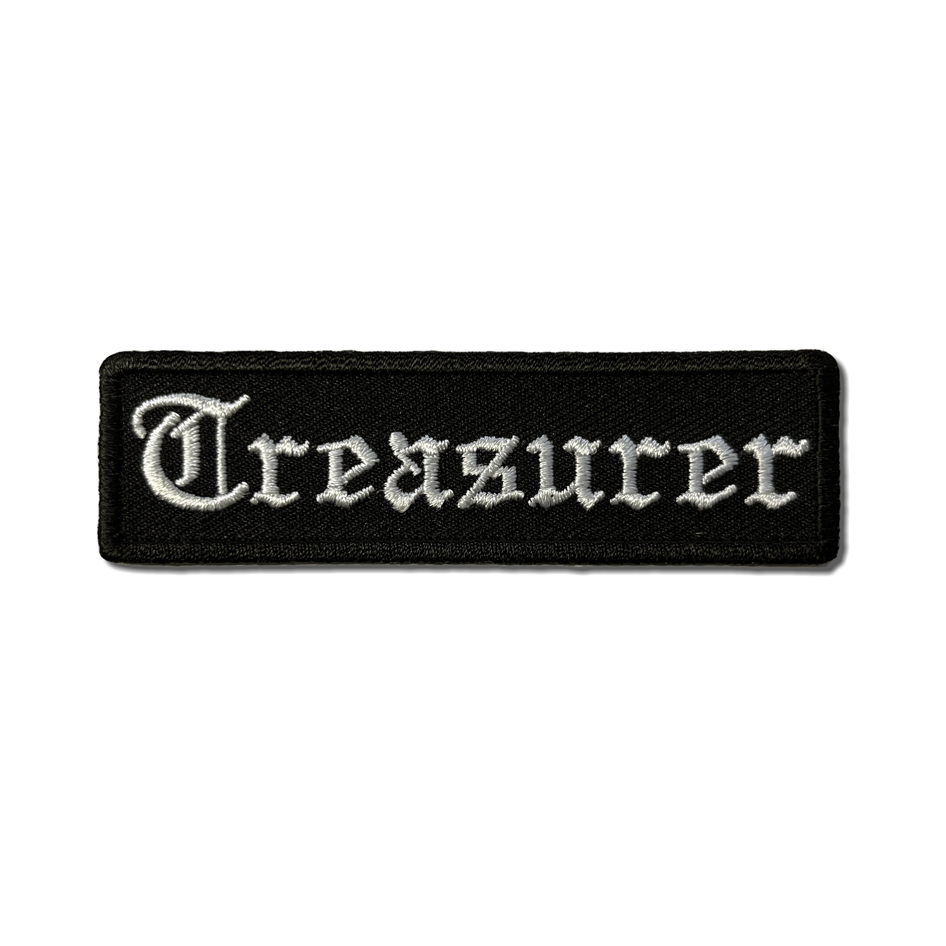 Embroidered Treasurer In Old English Iron on Sew on Patch – PATCHERS