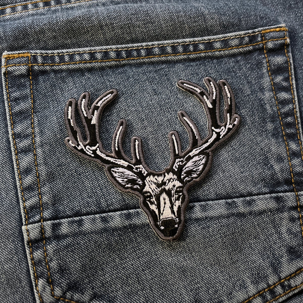 White Deer Head Patch - PATCHERS Iron on Patch