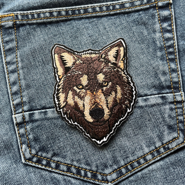Wolf Stare Brown Patch - PATCHERS Iron on Patch