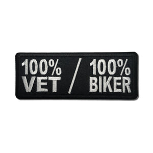 100 Percent Vet 100 Percent Biker Patch - PATCHERS Iron on Patch