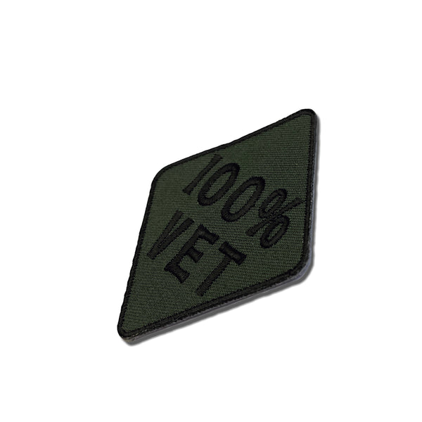 100 Percent Vet Subdued Green Patch - PATCHERS Iron on Patch